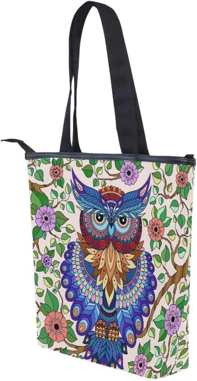 JSTEL Canvas Tote Bag for Women with Zipper,Lady Tote Bag Canvas Tote Purse Canvas Handbag for Work Travel