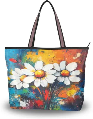 JSTEL Flower Purse with Pocket,Flower Tote Bag with Zipper Women Tote Purse,14
