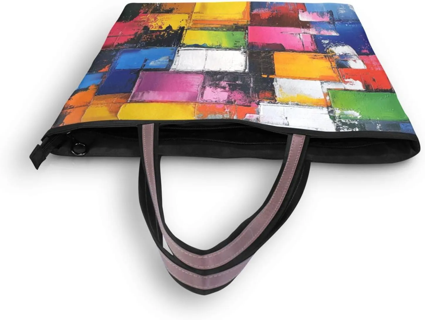 JSTEL Tote Bag for Women with Zipper,Polyester Tote Purse Holiday Tote Bag Work Handbag Women Gift