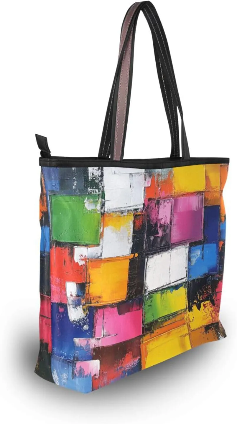 JSTEL Tote Bag for Women with Zipper,Polyester Tote Purse Holiday Tote Bag Work Handbag Women Gift