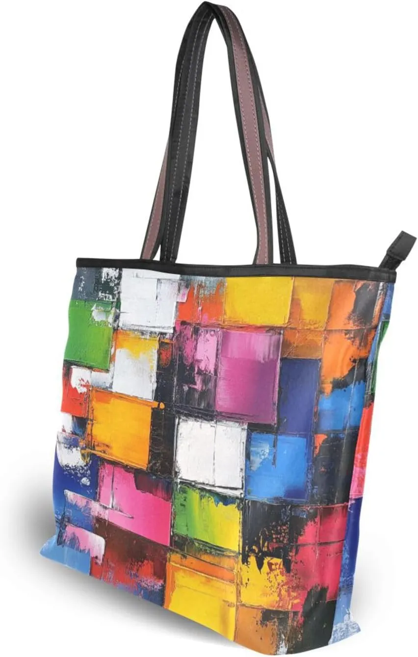 JSTEL Tote Bag for Women with Zipper,Polyester Tote Purse Holiday Tote Bag Work Handbag Women Gift