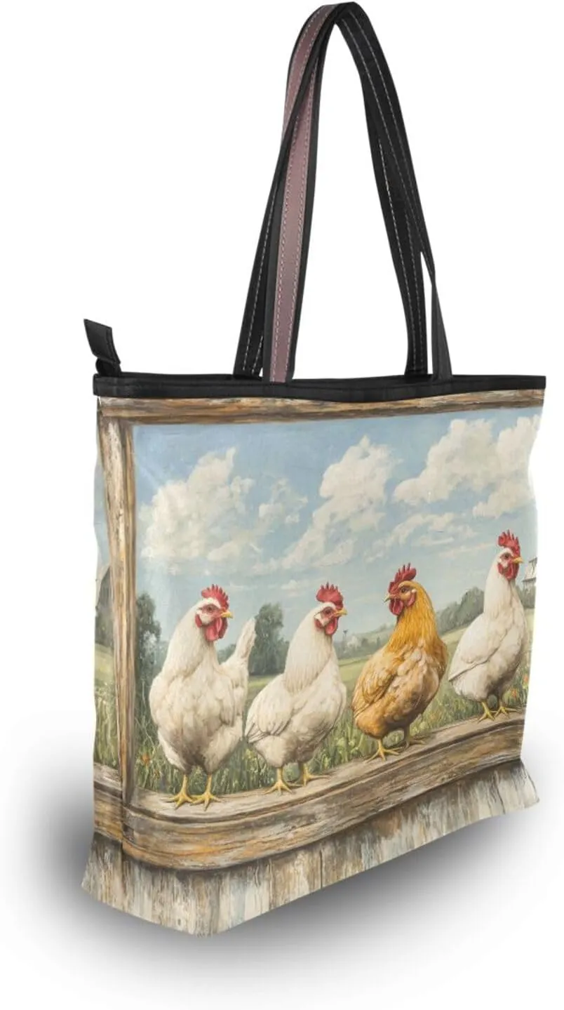 JSTEL Tote Bag for Women with Zipper,Polyester Tote Purse Holiday Tote Bag Work Handbag Women Gift