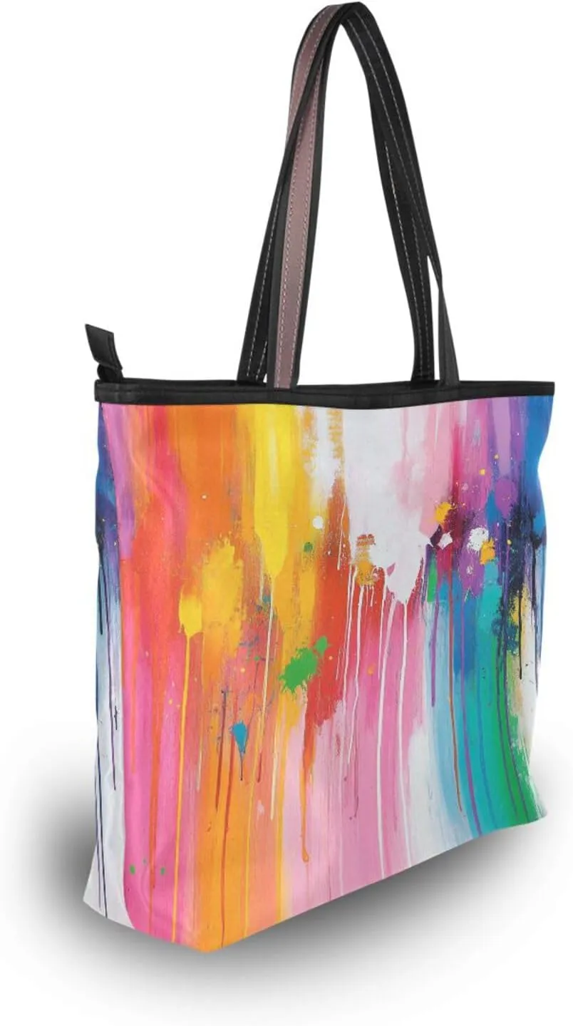 JSTEL Tote Bag for Women with Zipper,Polyester Tote Purse Holiday Tote Bag Work Handbag Women Gift