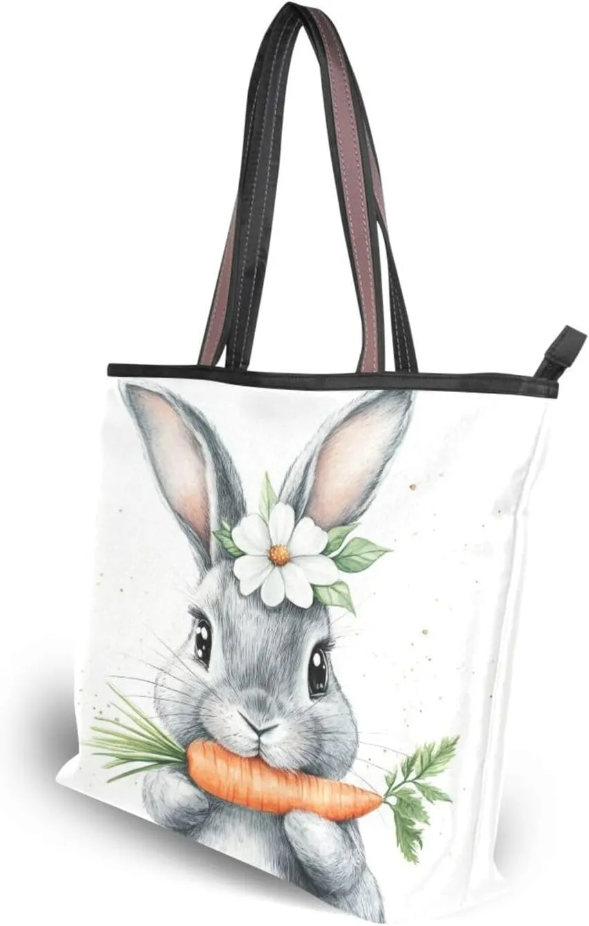 JSTEL Tote Bag for Women with Zipper,Polyester Tote Purse Holiday Tote Bag Work Handbag Women Gift