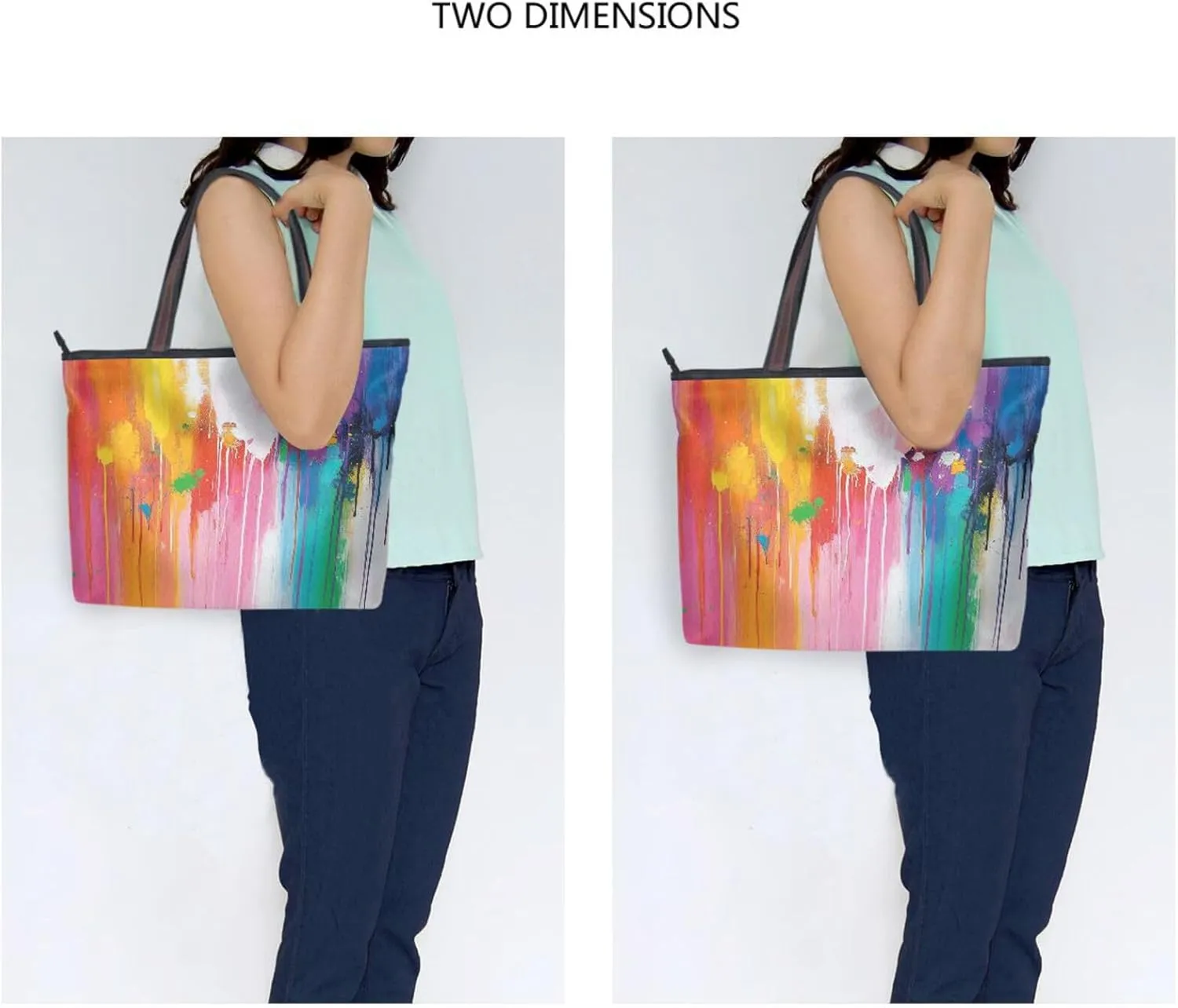 JSTEL Tote Bag for Women with Zipper,Polyester Tote Purse Holiday Tote Bag Work Handbag Women Gift