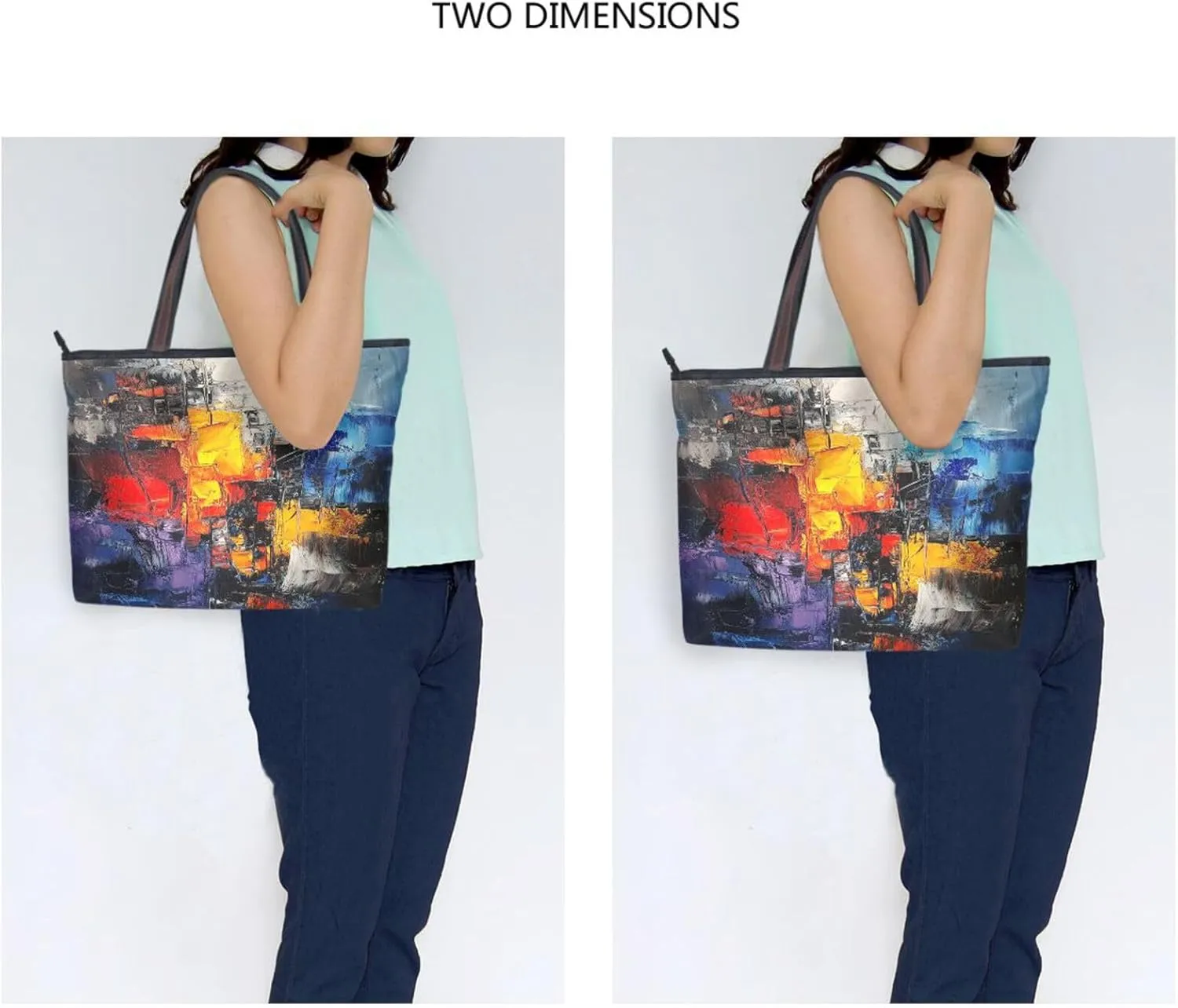 JSTEL Tote Bag for Women with Zipper,Polyester Tote Purse Holiday Tote Bag Work Handbag Women Gift