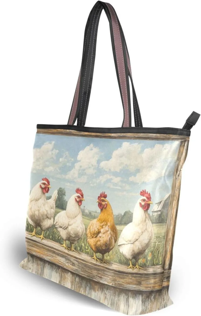JSTEL Tote Bag for Women with Zipper,Polyester Tote Purse Holiday Tote Bag Work Handbag Women Gift