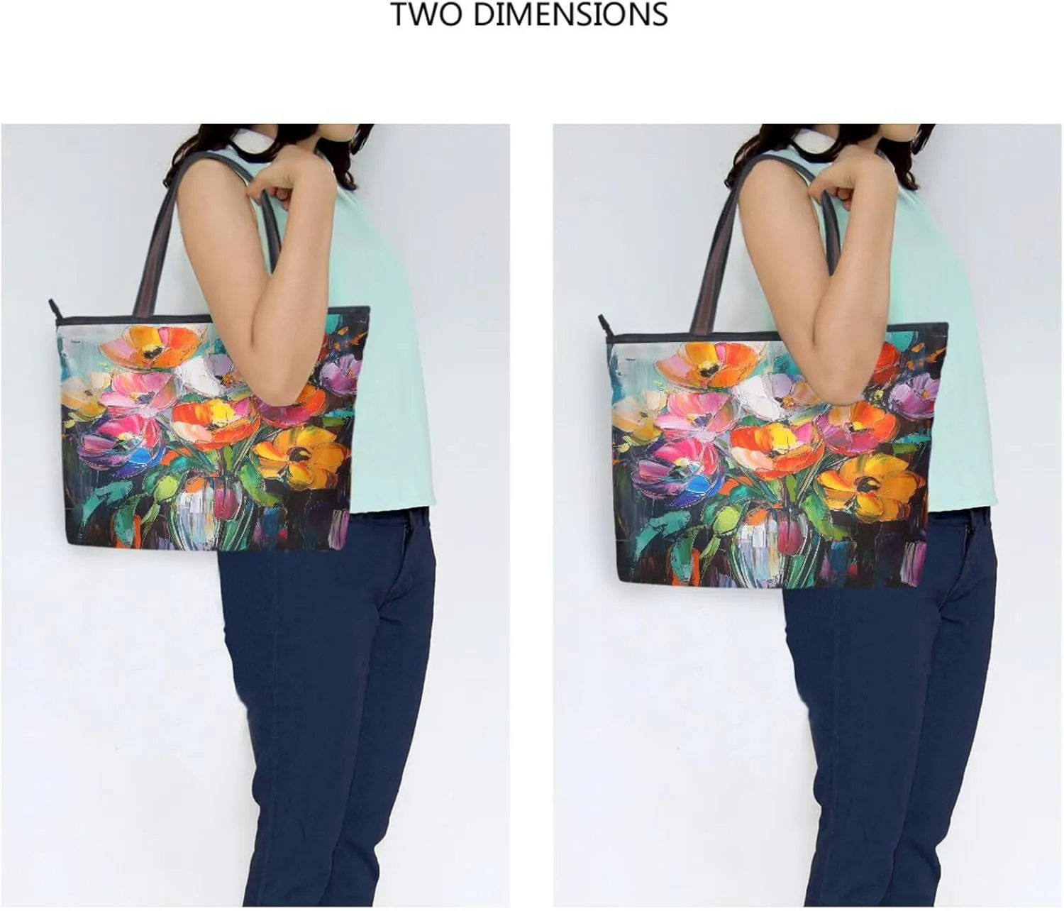 JSTEL Tote Bag for Women with Zipper,Polyester Tote Purse Holiday Tote Bag Work Handbag Women Gift