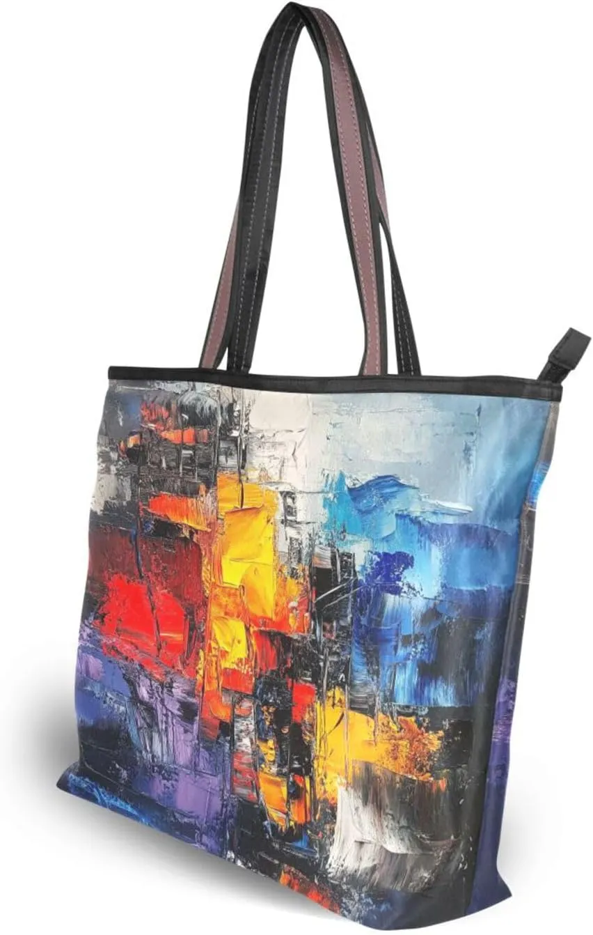JSTEL Tote Bag for Women with Zipper,Polyester Tote Purse Holiday Tote Bag Work Handbag Women Gift