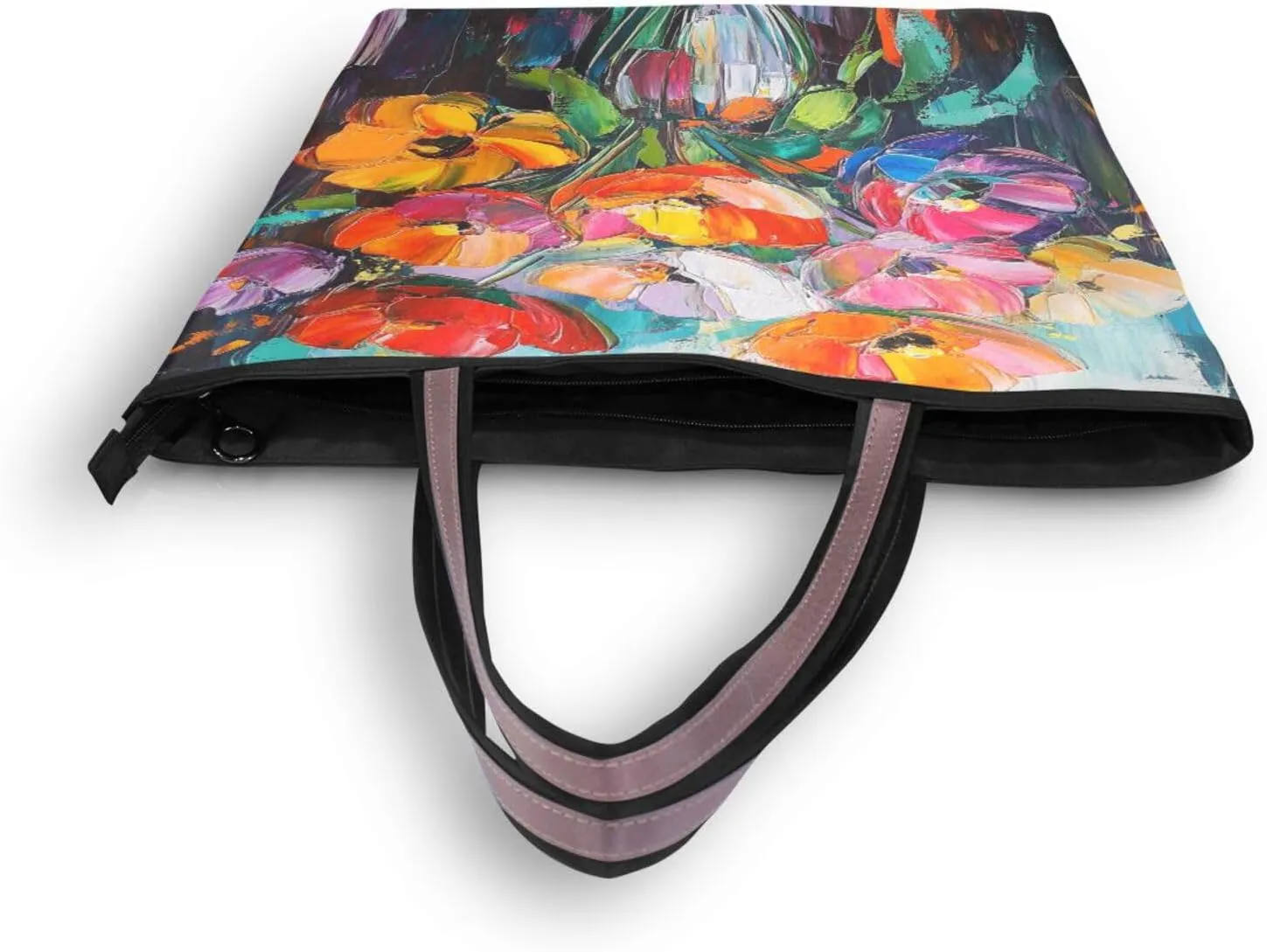 JSTEL Tote Bag for Women with Zipper,Polyester Tote Purse Holiday Tote Bag Work Handbag Women Gift