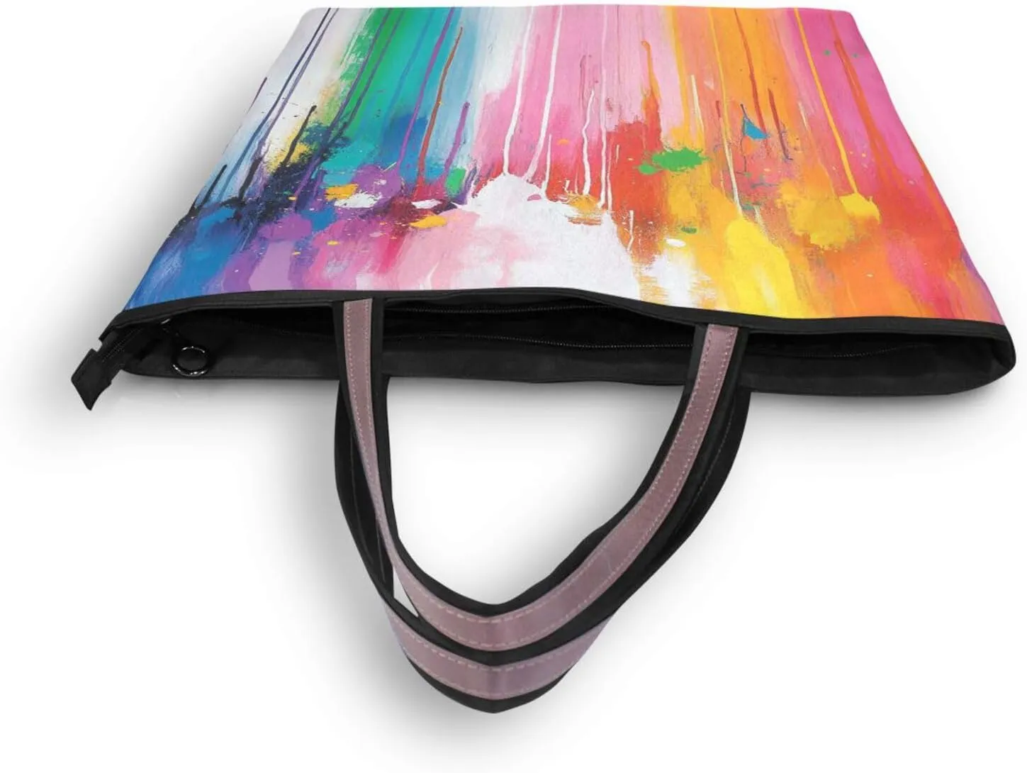 JSTEL Tote Bag for Women with Zipper,Polyester Tote Purse Holiday Tote Bag Work Handbag Women Gift