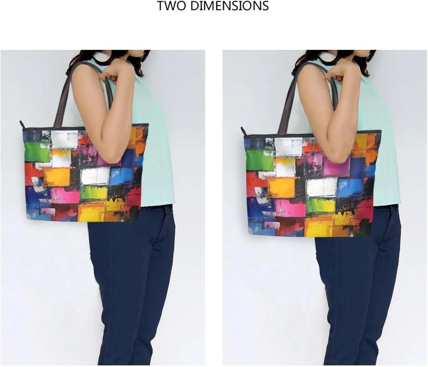 JSTEL Tote Bag for Women with Zipper,Polyester Tote Purse Holiday Tote Bag Work Handbag Women Gift