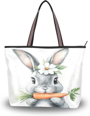 JSTEL Tote Bag for Women with Zipper,Polyester Tote Purse Holiday Tote Bag Work Handbag Women Gift