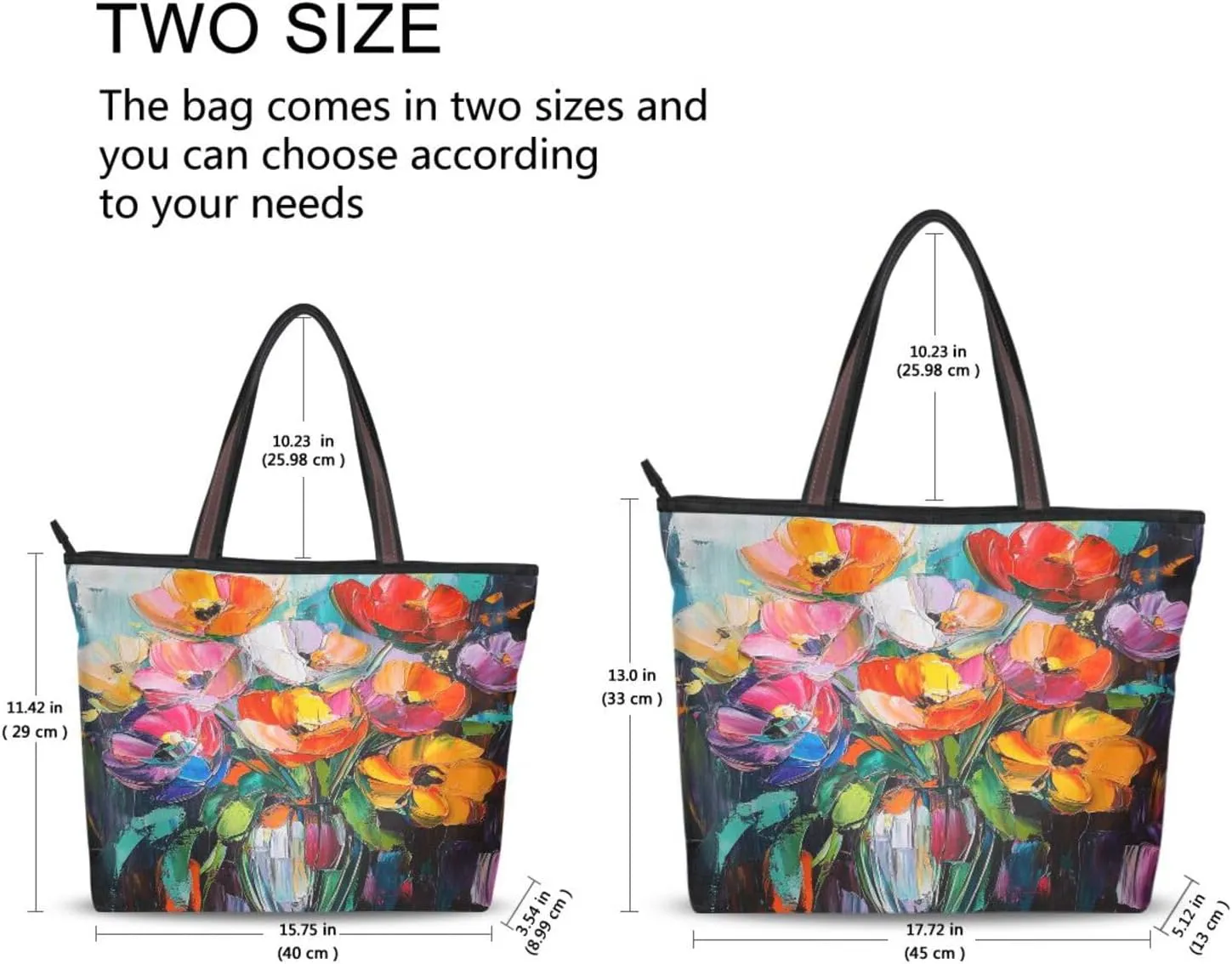JSTEL Tote Bag for Women with Zipper,Polyester Tote Purse Holiday Tote Bag Work Handbag Women Gift
