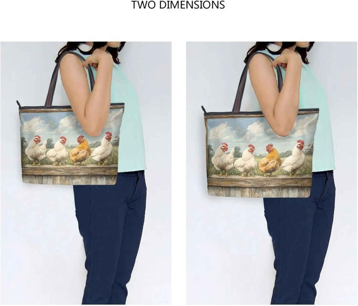 JSTEL Tote Bag for Women with Zipper,Polyester Tote Purse Holiday Tote Bag Work Handbag Women Gift