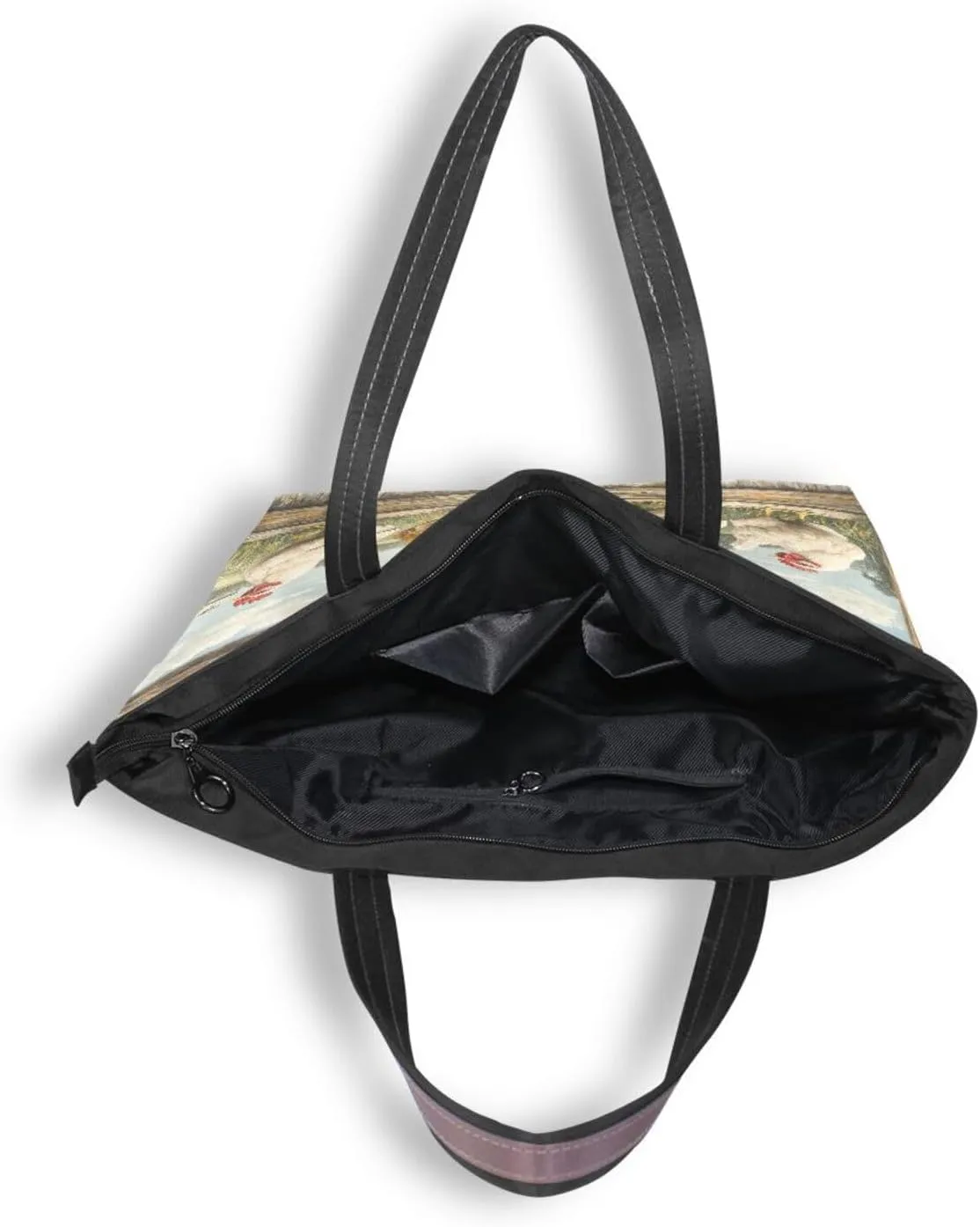 JSTEL Tote Bag for Women with Zipper,Polyester Tote Purse Holiday Tote Bag Work Handbag Women Gift