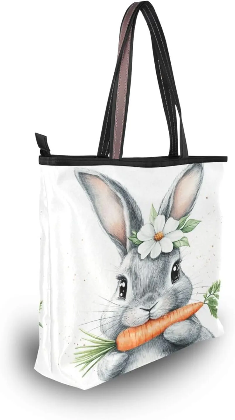 JSTEL Tote Bag for Women with Zipper,Polyester Tote Purse Holiday Tote Bag Work Handbag Women Gift
