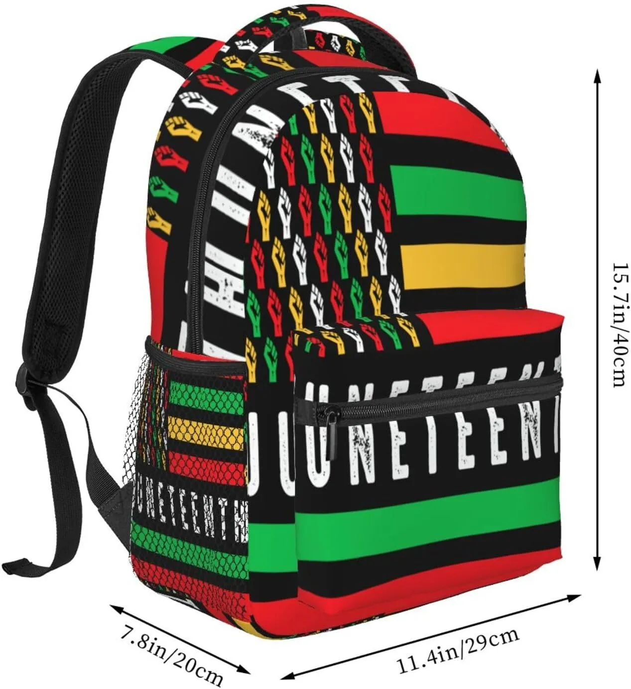 Juneteenth African American Flag Fist Backpack Lightweight Laptop Backpack Casual Daypack Travel Double Shoulder Bag For Women Men