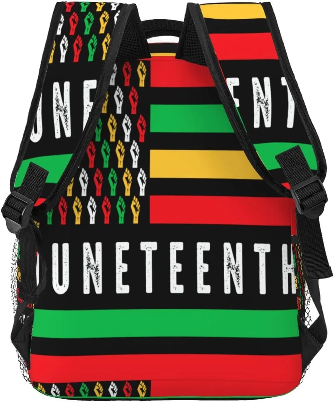 Juneteenth African American Flag Fist Backpack Lightweight Laptop Backpack Casual Daypack Travel Double Shoulder Bag For Women Men