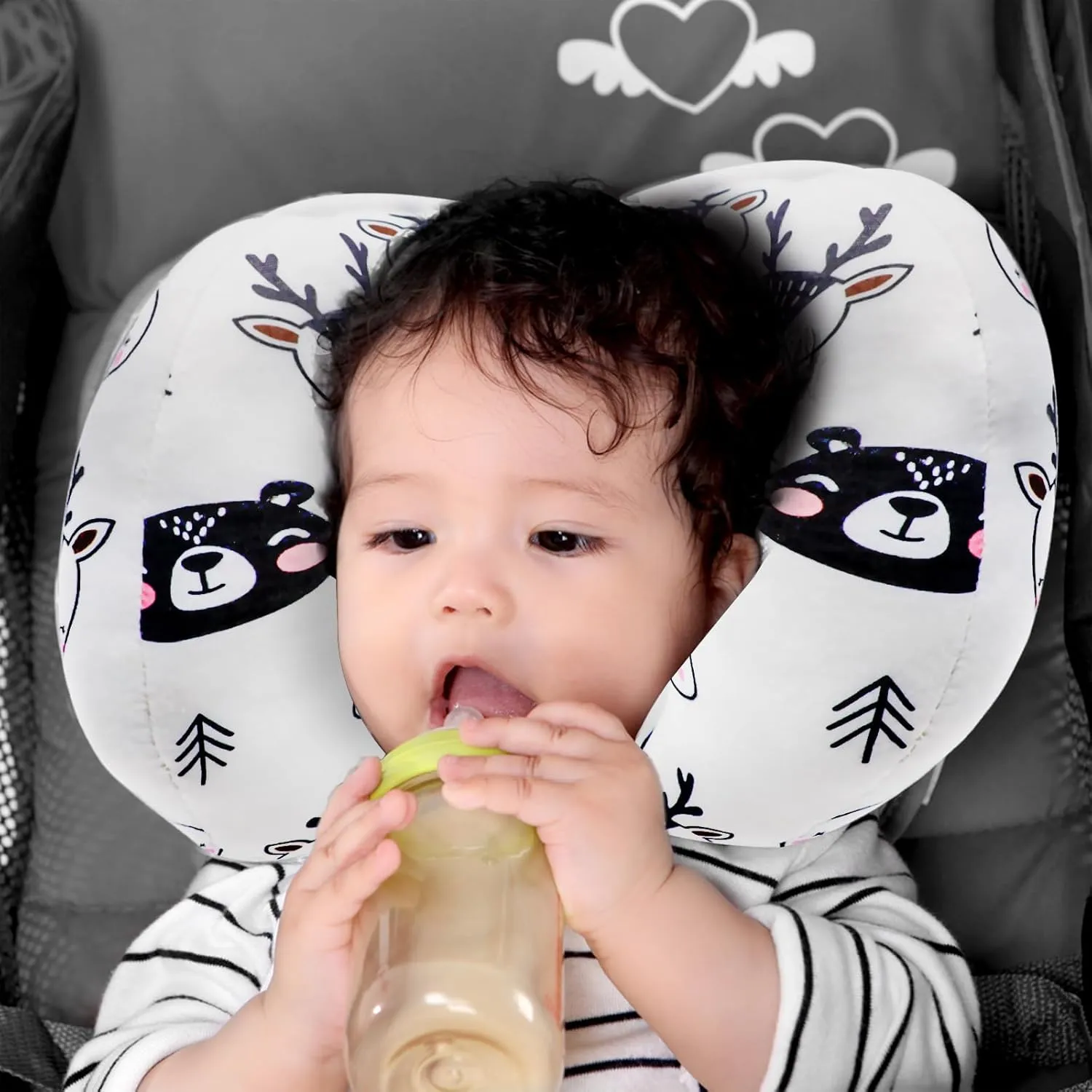 KAKIBLIN Baby Head Neck Support Pillow, 2 in 1 Banana Neck Pillow for Baby, Travel Pillow for Stroller Neck Support for Newborn, Adjustable Pillow for Head