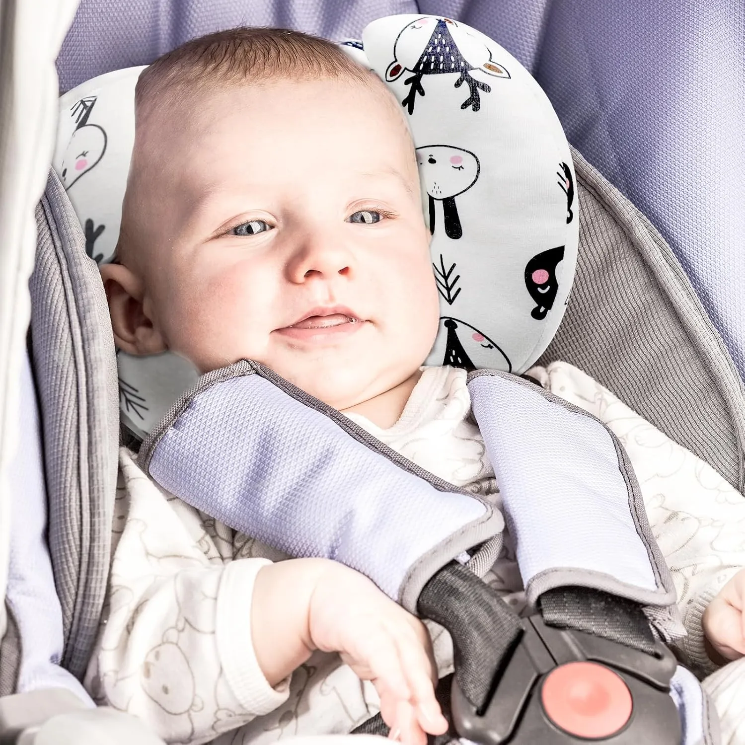 KAKIBLIN Baby Head Neck Support Pillow, 2 in 1 Banana Neck Pillow for Baby, Travel Pillow for Stroller Neck Support for Newborn, Adjustable Pillow for Head