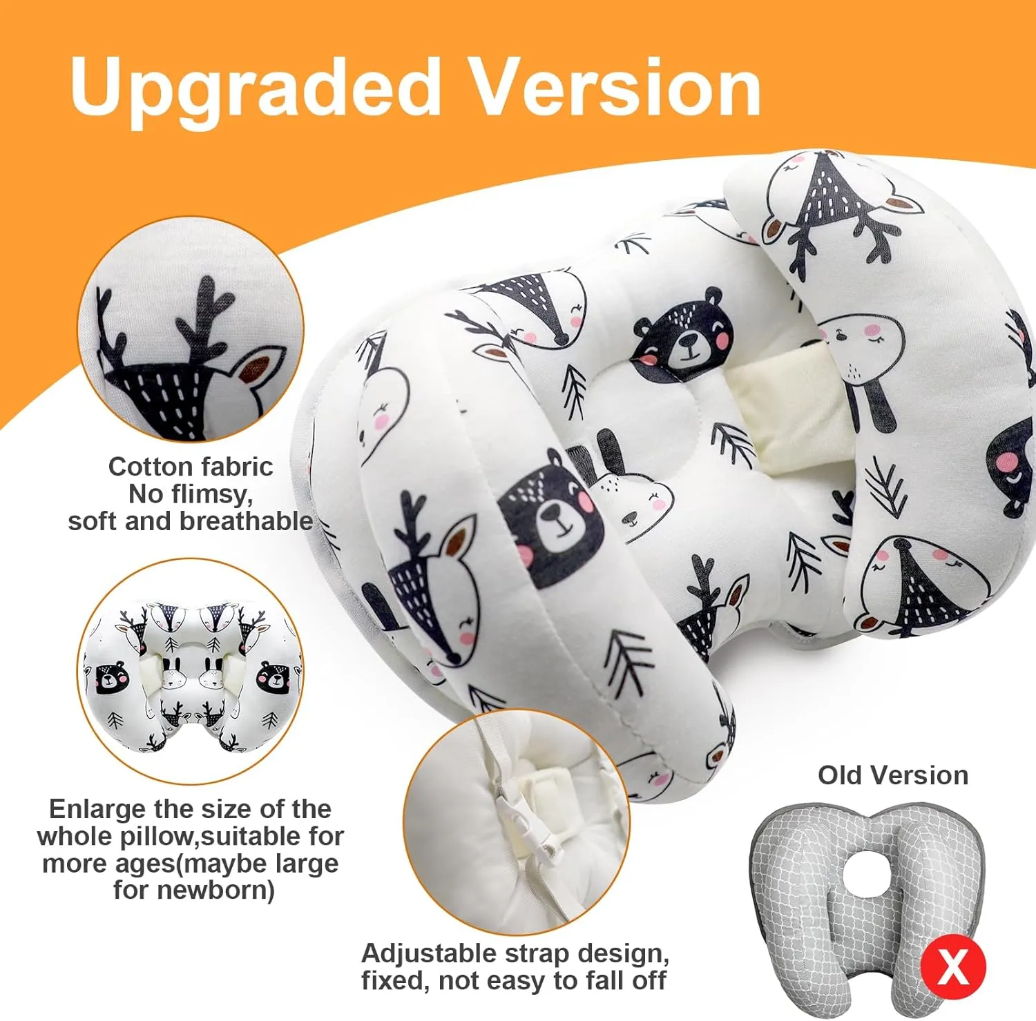 KAKIBLIN Baby Head Neck Support Pillow, 2 in 1 Banana Neck Pillow for Baby, Travel Pillow for Stroller Neck Support for Newborn, Adjustable Pillow for Head