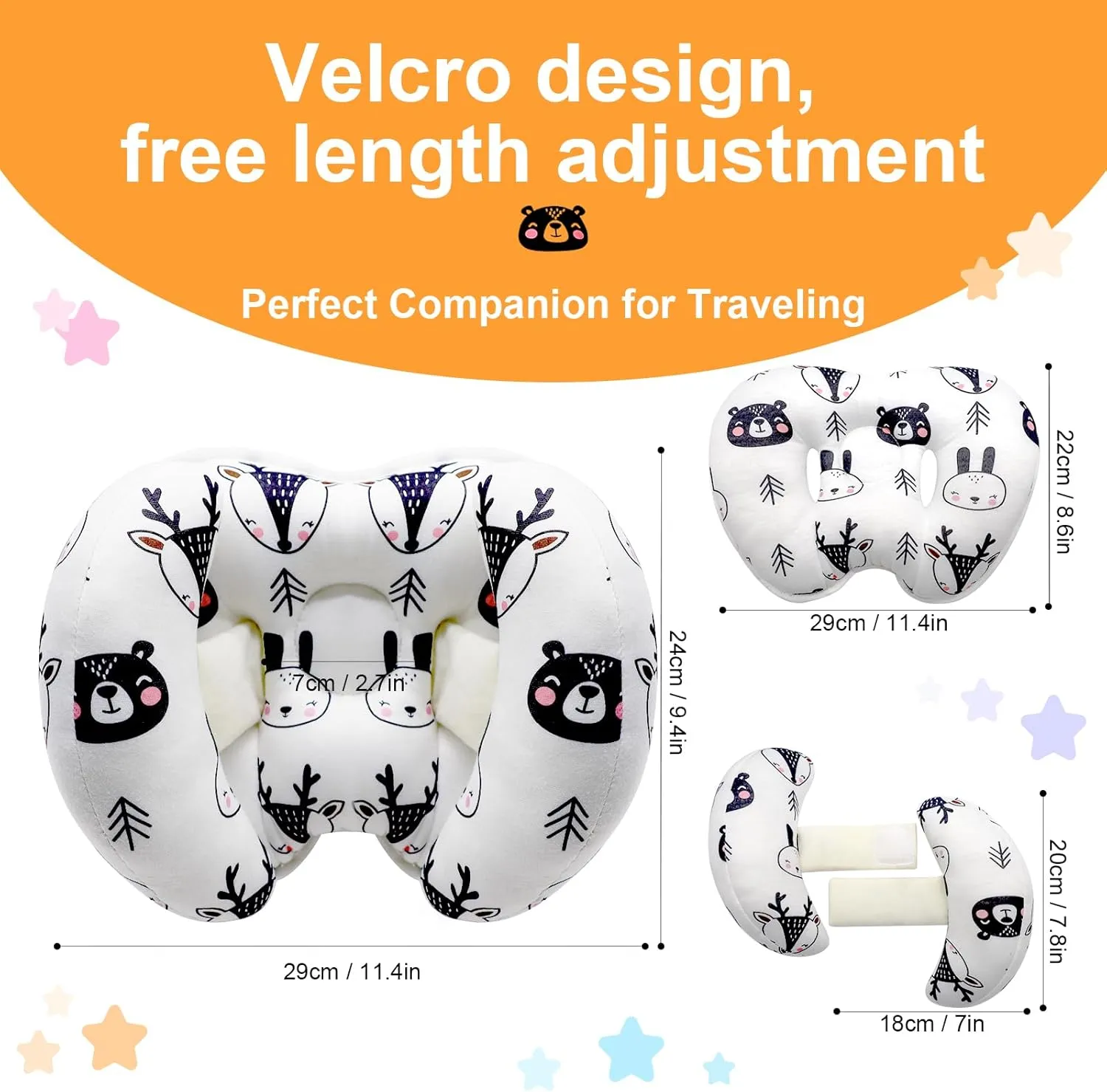 KAKIBLIN Baby Head Neck Support Pillow, 2 in 1 Banana Neck Pillow for Baby, Travel Pillow for Stroller Neck Support for Newborn, Adjustable Pillow for Head