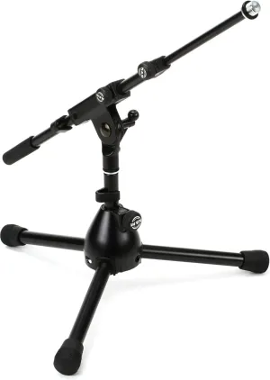 K&M - Konig & Meyer 25950.500.55 - Very Low Level Microphone Compact Stand - 2-piece Telescopic Boom Arm - Zinc Die-Cast Base - Professional Grade For All Musicians - German Made - Black