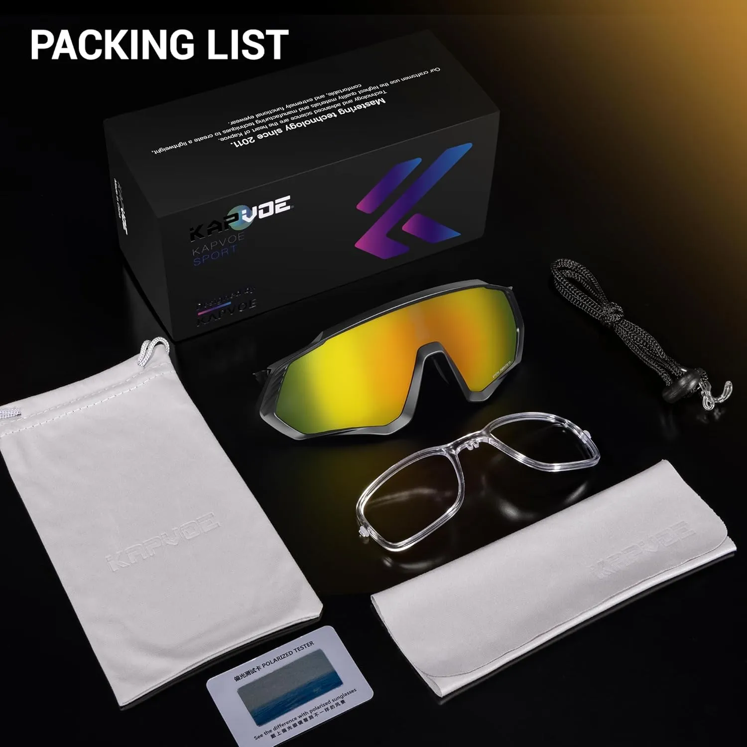 KAPVOE Cycling Glasses Men Women Polarized Sports Sunglasses With 1 Lens Or 5 Lenses MTB Mountain Bike Eyewear - K9408