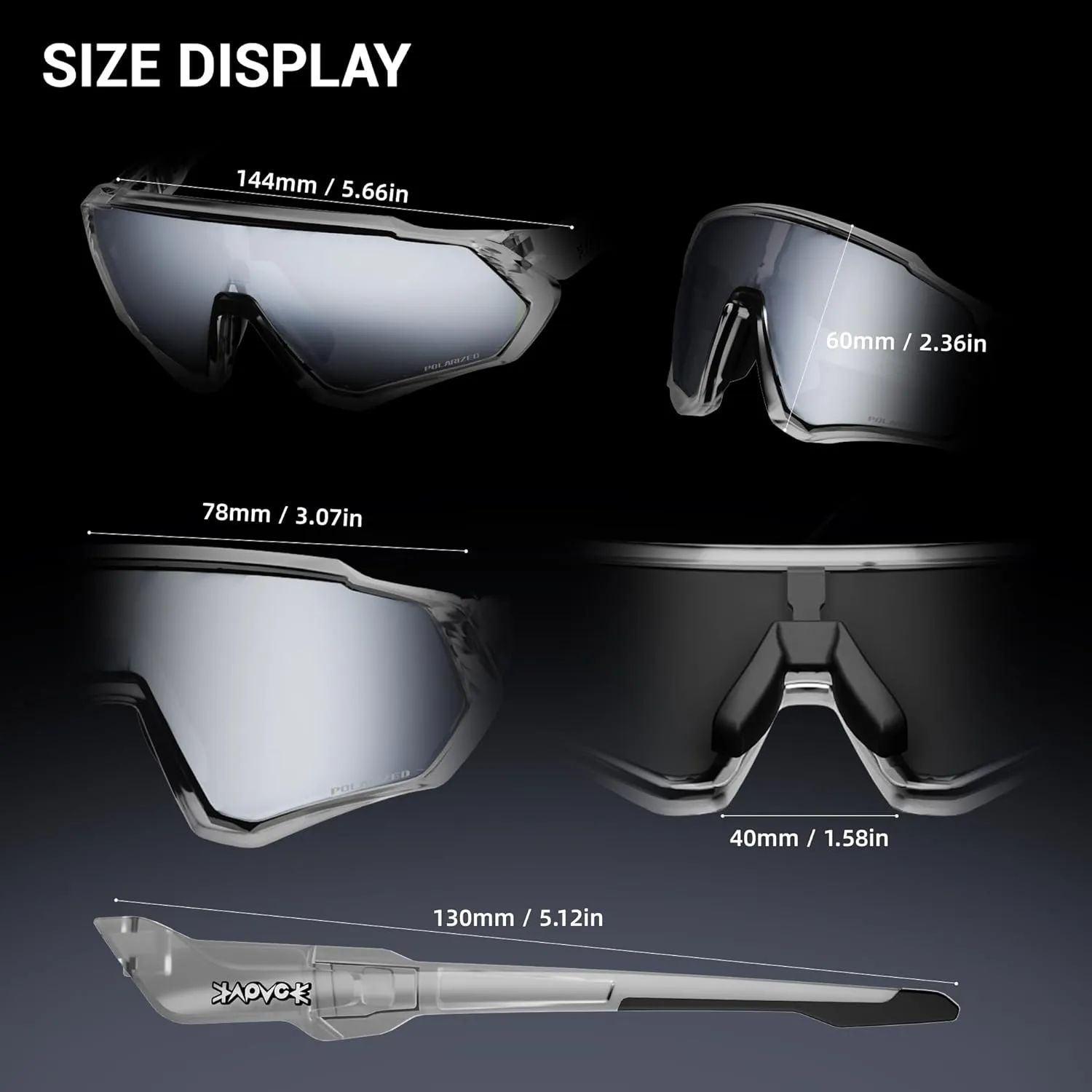 KAPVOE Cycling Glasses Men Women Polarized Sports Sunglasses With 1 Lens Or 5 Lenses MTB Mountain Bike Eyewear - K9408