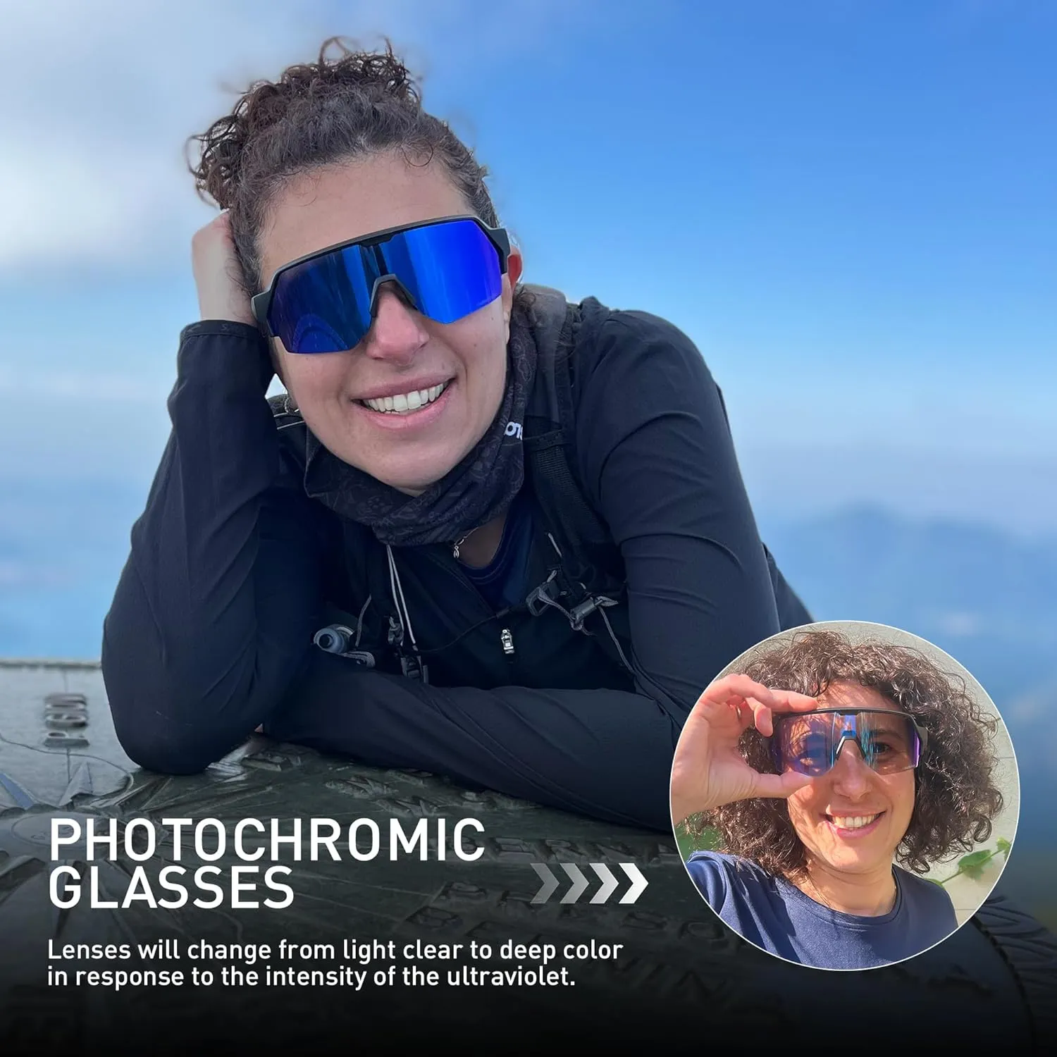 KAPVOE Photochromic Cycling Glasses for Men Women with UV400 Protection Sports Sunglasses for Biking Running MTB K360