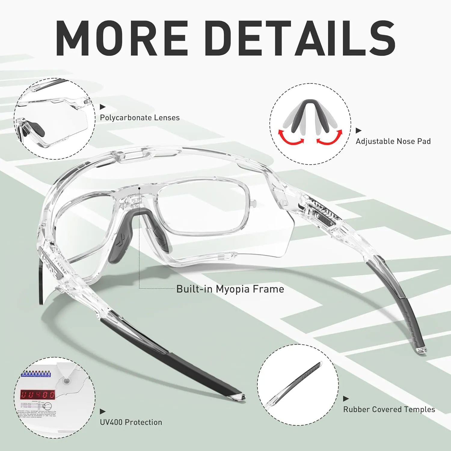 KAPVOE Photochromic Cycling Glasses Men Women Clear Mountain Bike Sunglasses MTB Bicycle Riding Sports Triathlon - K170