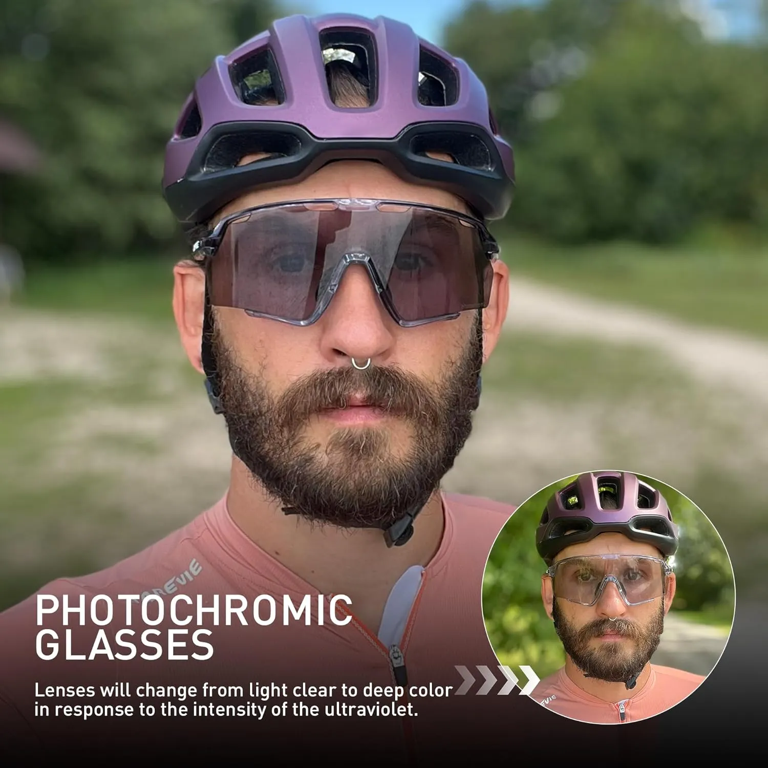 KAPVOE Photochromic Cycling Glasses Men Women Clear Mountain Bike Sunglasses MTB Bicycle Riding Sports Triathlon - K170
