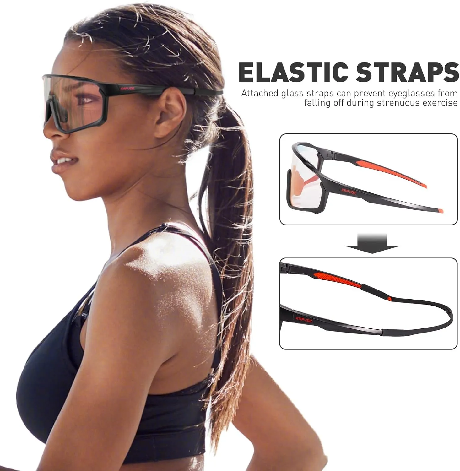 KAPVOE Photochromic Cycling Glasses Men Women Clear Mountain Bike Sunglasses MTB Sports Transition Triathlon Running - K93