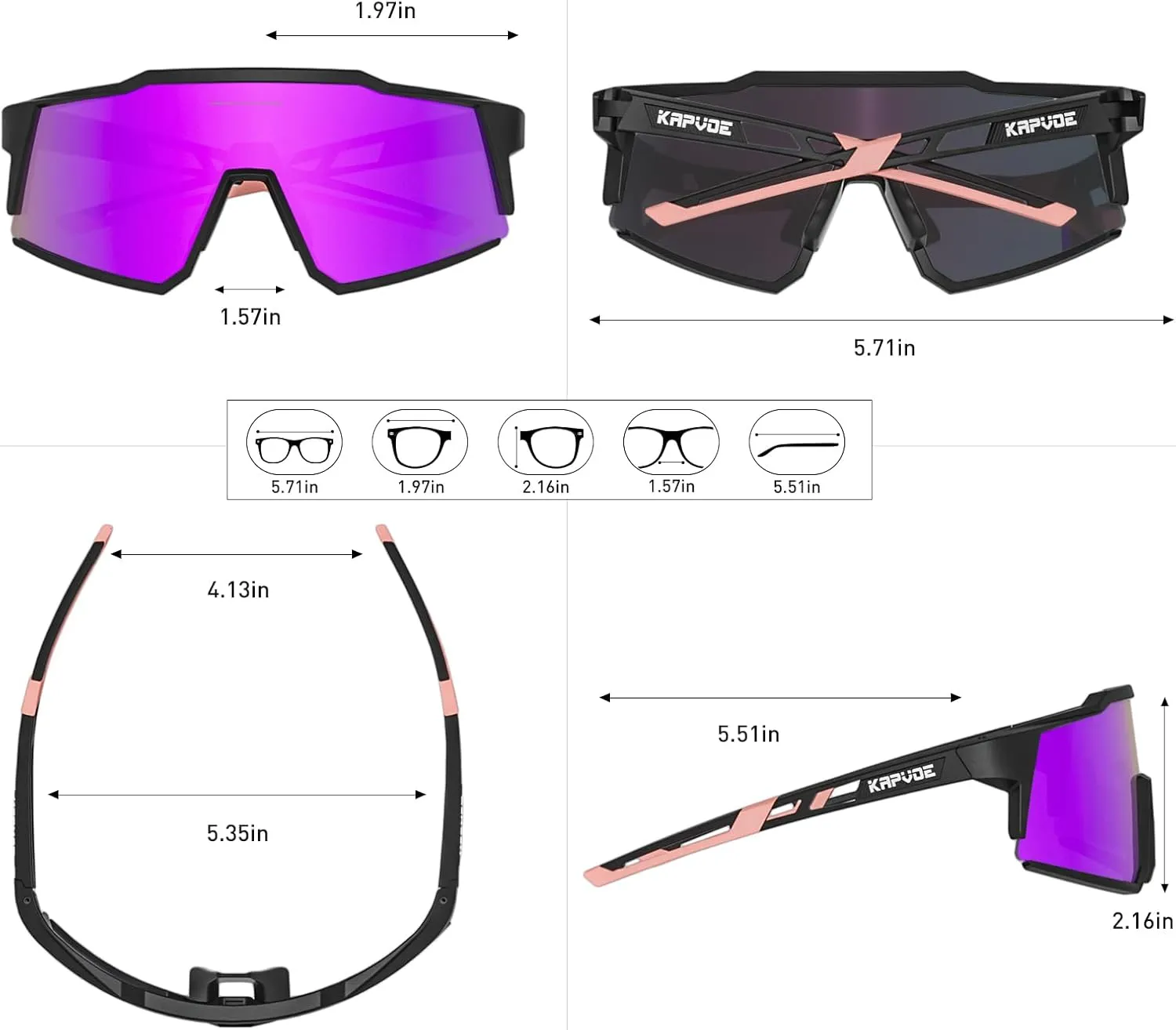 KAPVOE Polarized Glasses With 1 Lens Or 4 Lens UV Protection for Women Men Cycling Sunglasses Tr90 Frame Sports Bike K9022