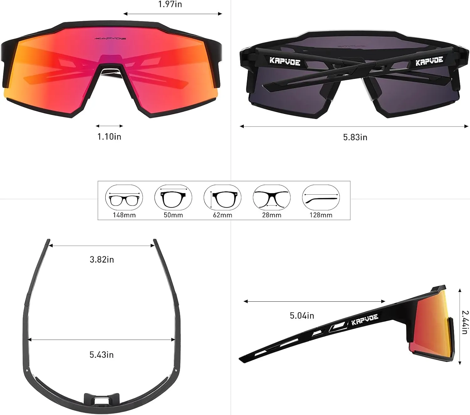 KAPVOE Polarized Glasses With 1 Lens Or 4 Lens UV Protection for Women Men Cycling Sunglasses Tr90 Frame Sports Bike K9022