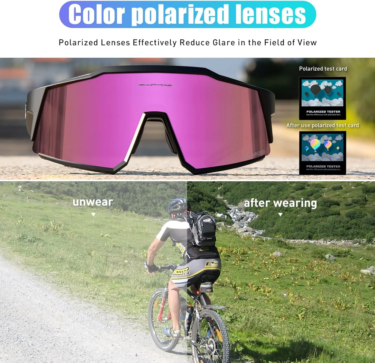 KAPVOE Polarized Glasses With 1 Lens Or 4 Lens UV Protection for Women Men Cycling Sunglasses Tr90 Frame Sports Bike K9022