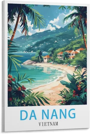 KarFri Da Nang Vietnam Vintage Travel Poster 12x18inch(30x45cm) Canvas Art Prints Picture Wall Art Painting for Living Room Bedroom Office Decor