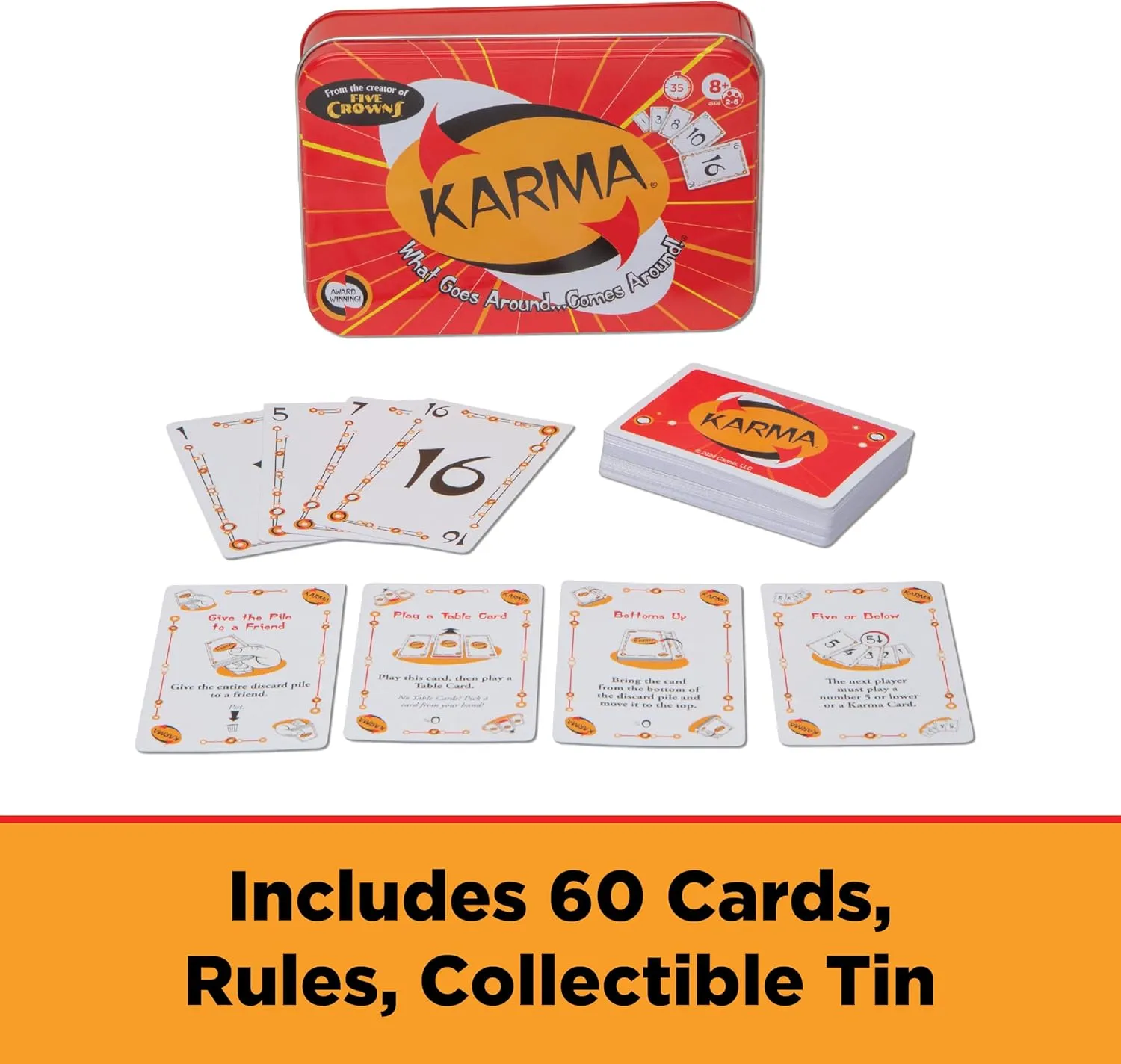 Karma Card Games for Kids – Card Games for Adults, Family Games Night, Card Games for Families, Multi-Player, Screen Free, Travel Games, Playing Cards, What Goes Around, Comes Around, Ages 8 