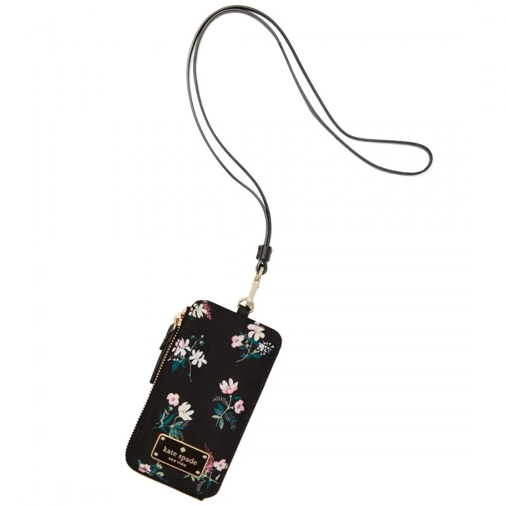 Kate Spade Wilson Road Floral Edria Lanyard- Black