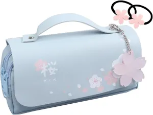 Kawaii Cherry Blossom Pencil Bag Pink Sweet Pencil Case Large Capacity Stationery Pouch School Supplies Makeup Bag