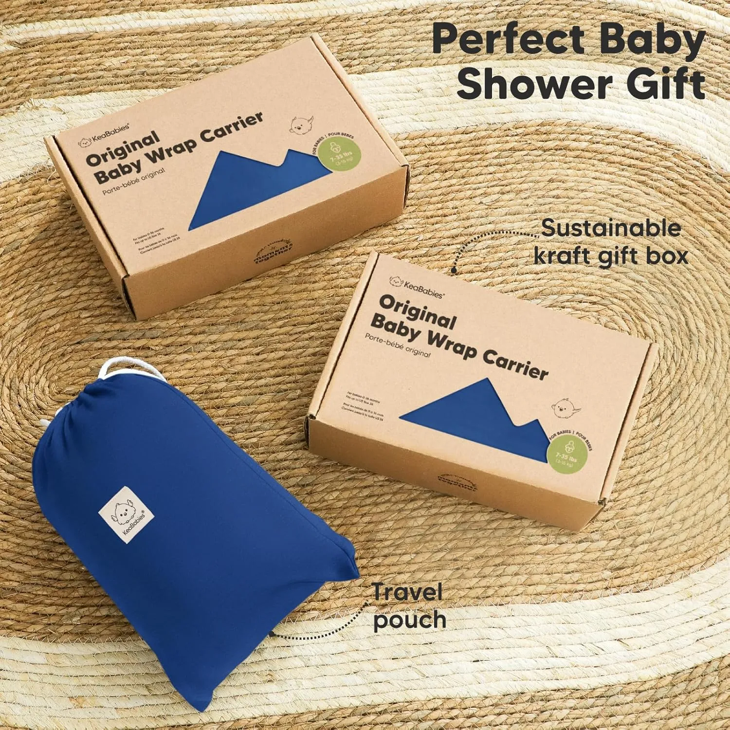 KeaBabies Baby Wrap Carrier - All in 1 Original Baby Carrier Newborn to Toddler Sling, Easy to Wear, Hands Free Bonding, Lightweight, Breathable Infant Wraps (Cobalt Blue)