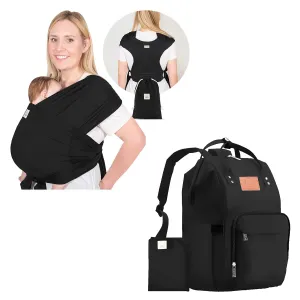 KeaBabies Baby Wraps Carrier, D-Lite Baby Wrap and Diaper Bag Backpack - Easy-Wearing, Adjustable Baby Sling Carrier - Waterproof Multi Function Baby Travel Bags - Baby Carrier Newborn to Toddler