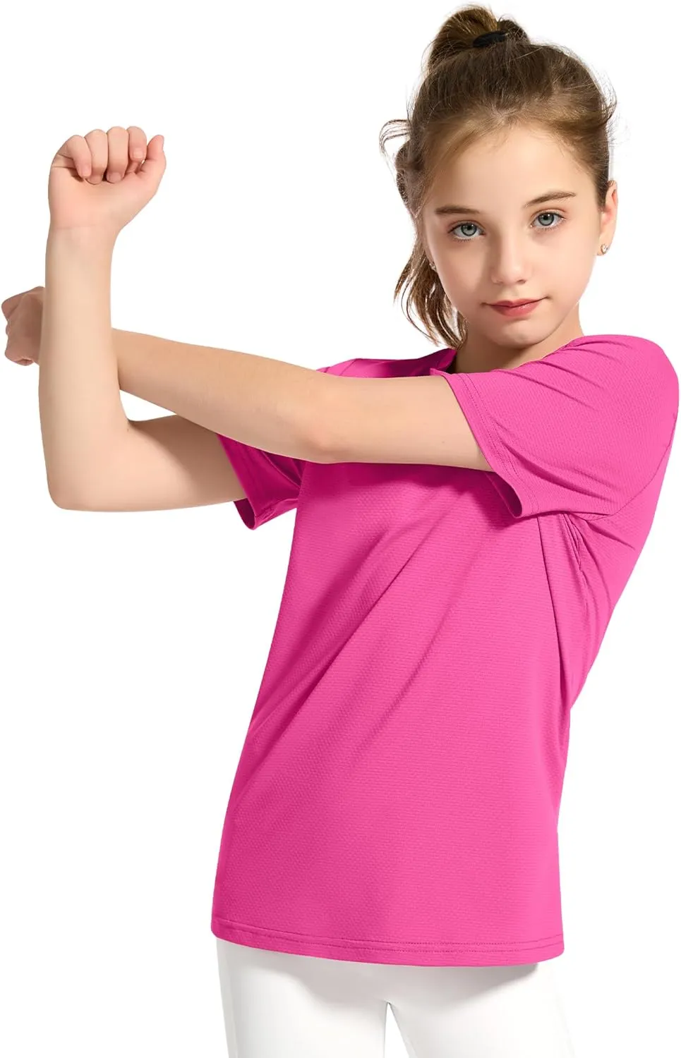 KEREDA Girls Athletic Shirts Quick Dry Short Sleeve Crew Neck T Shirts, Summer UPF 50  Tee Tops for Teen Girls 3 Pack
