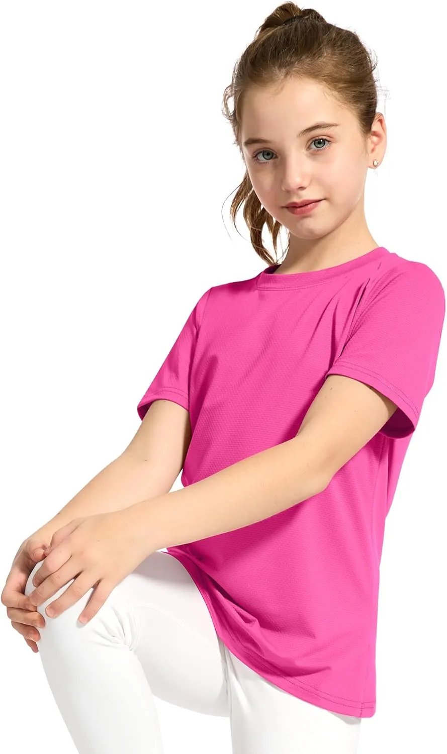 KEREDA Girls Athletic Shirts Quick Dry Short Sleeve Crew Neck T Shirts, Summer UPF 50  Tee Tops for Teen Girls 3 Pack