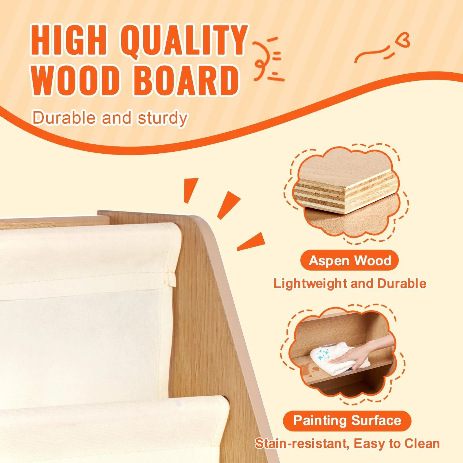 Kid-Friendly 4-Tier Wooden Organizer