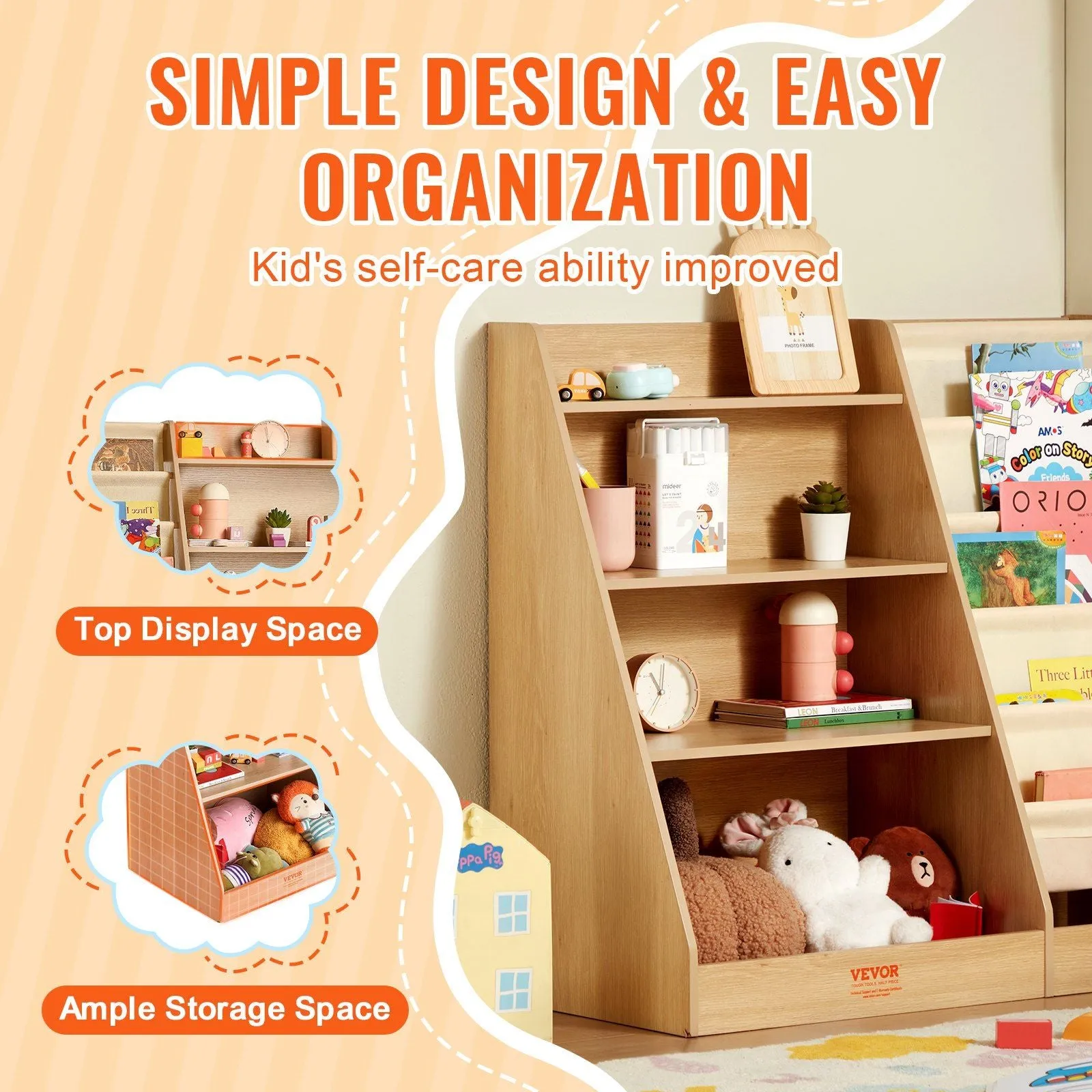 Kid-Friendly 4-Tier Wooden Organizer