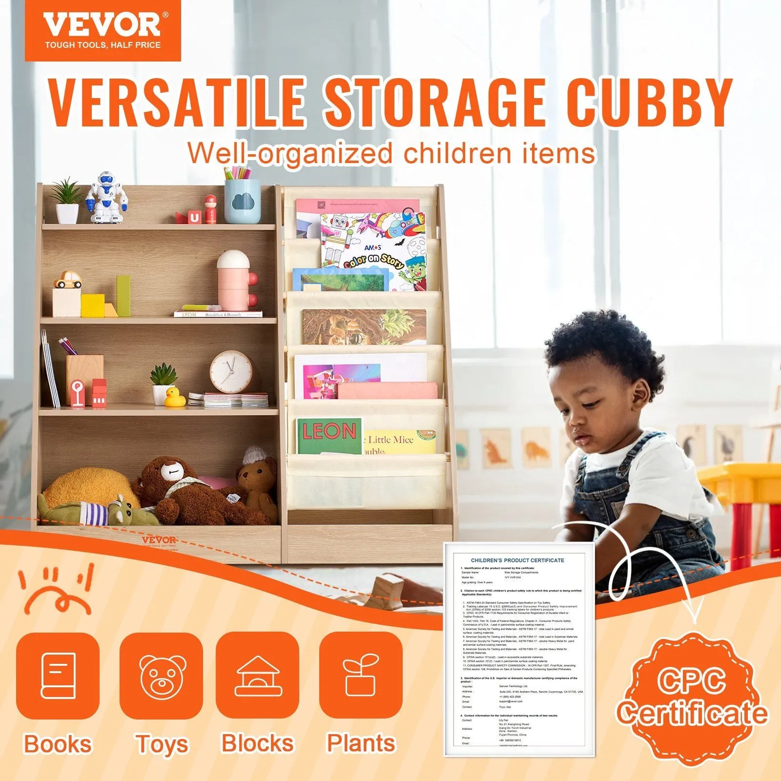 Kid-Friendly 4-Tier Wooden Organizer