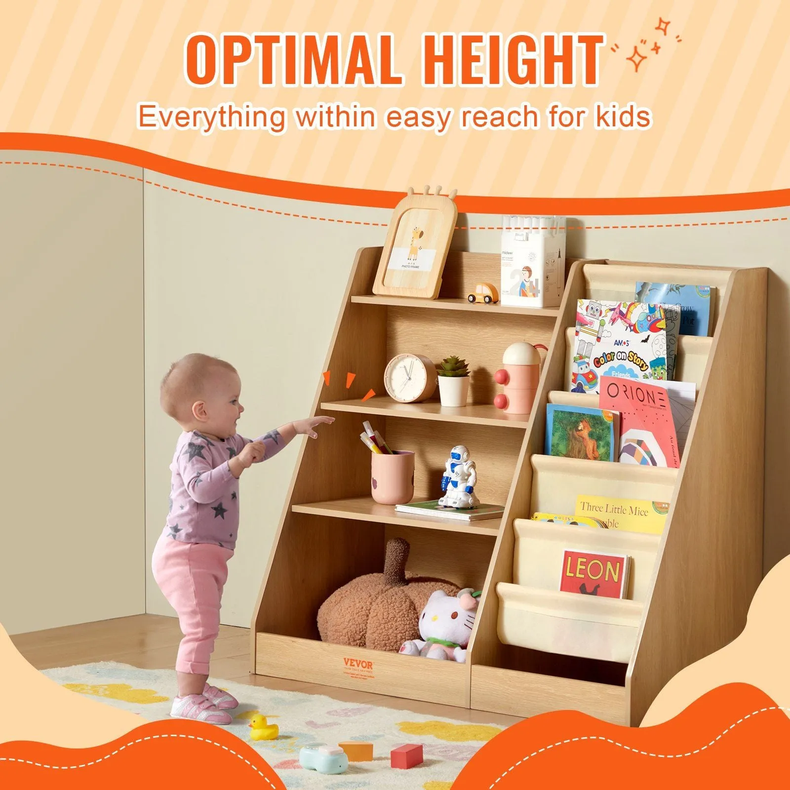 Kid-Friendly 4-Tier Wooden Organizer