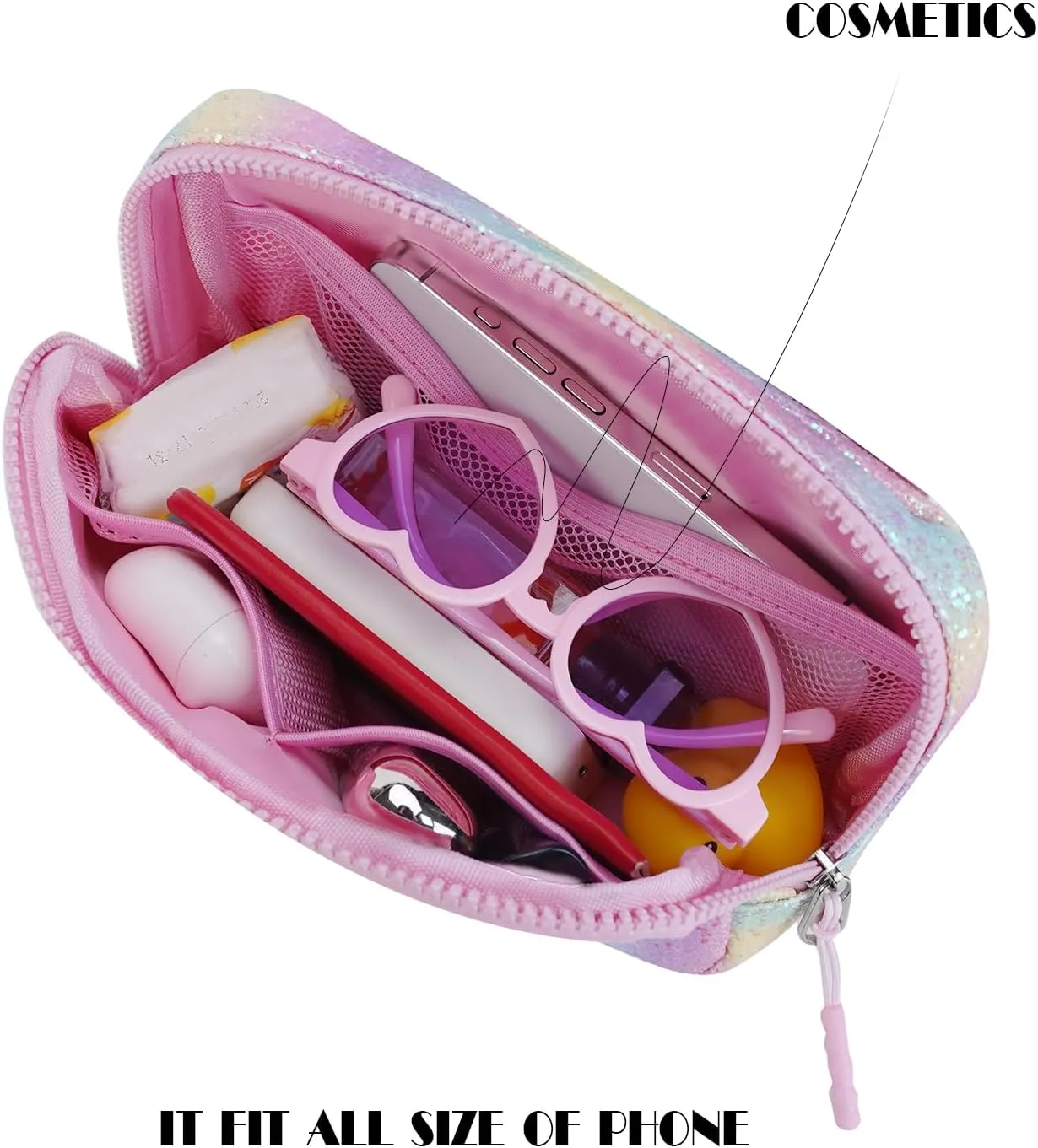 Kids Fanny Pack Glitter Waist Pack Initial Crossbody Bag Belt Bag for Girls Gifts Sparkly Cute Purse Rainbow B